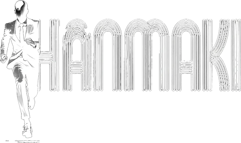 Hanmaki logo: a running man in a suit beside the word HANMAKI