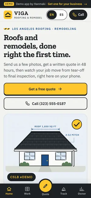 Contractor app demo by Hanmaki on a phone