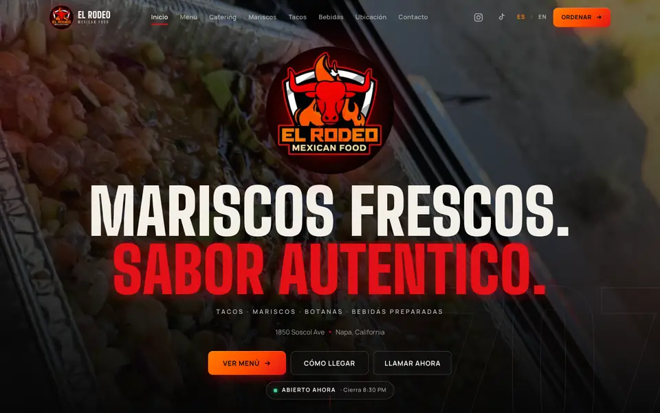 El Rodeo 707 restaurant website on a computer screen