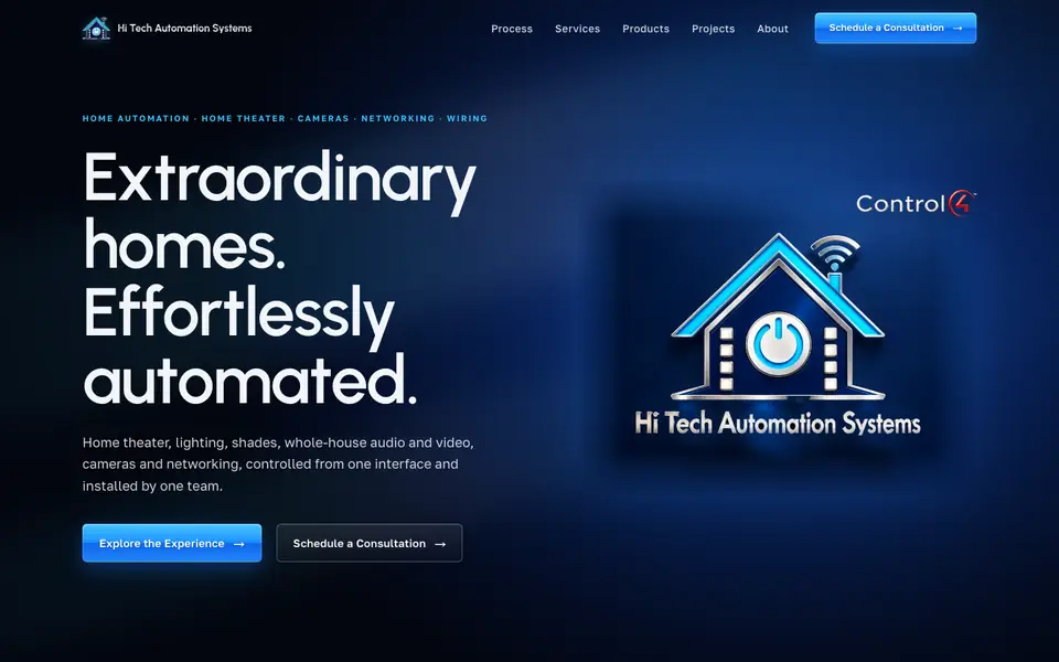 Hi Tech Automation Systems website on a computer screen